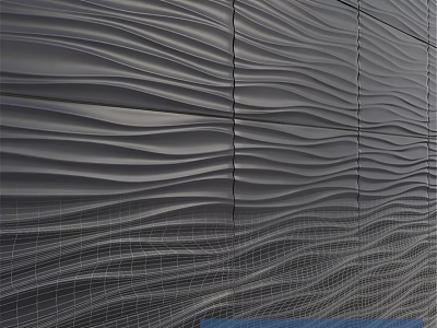 Household Cleaning Products Display With Wavy Metal Wall And Grid Lines 3d model