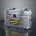 Silver Metal Case With Yellow Black Warning Stripes Red Open Button And Metal Latches