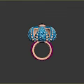 Fashion Rings with Blue Spiked Decorations and Pink Hollow Rose Gold Bands