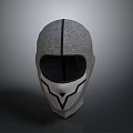 Modern Gray Tactical Weapon Helmet with Black Stripe and Full Face Protection Design