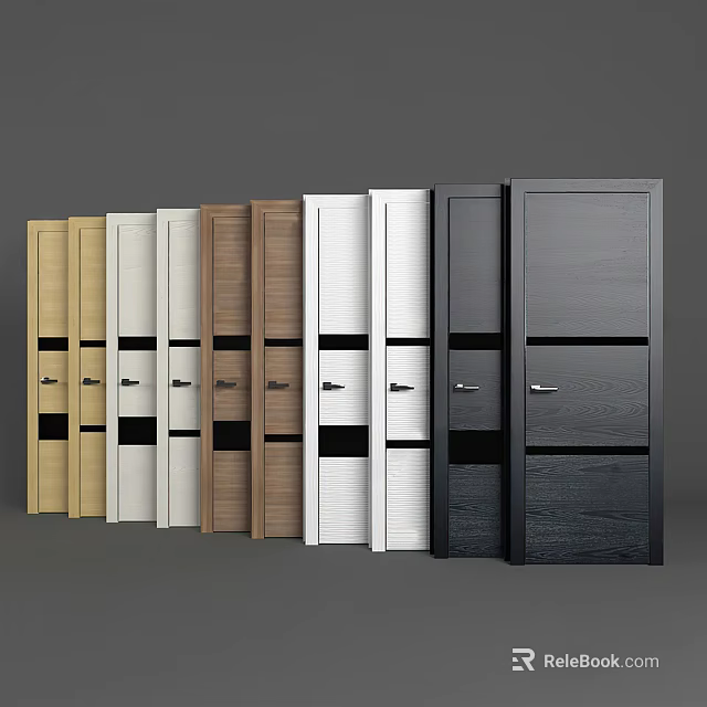 Elegant Hinged Doors with Multiple Colors and Materials for Home Decoration 3d model 