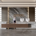 Company Reception Desk Background Wall Reception Area Bar Desk Simple Service Desk Lobby 3d model