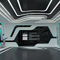 Futuristic Interior Space With Modern Tech Lighting And Curved Ceiling Design 3d model