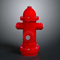 Red Fire Hydrant With Top Cap Valve And Base On Dark Background