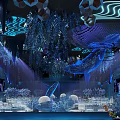 Luxury Banquet Hall Interior With Modern Lighting And Elegant Table Decorations