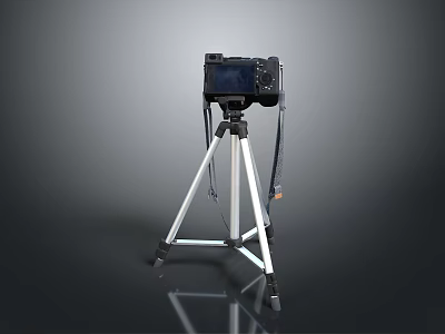Lightweight Laptop Computer Placed On Tripod Stand Featuring Clear Screen 3d model