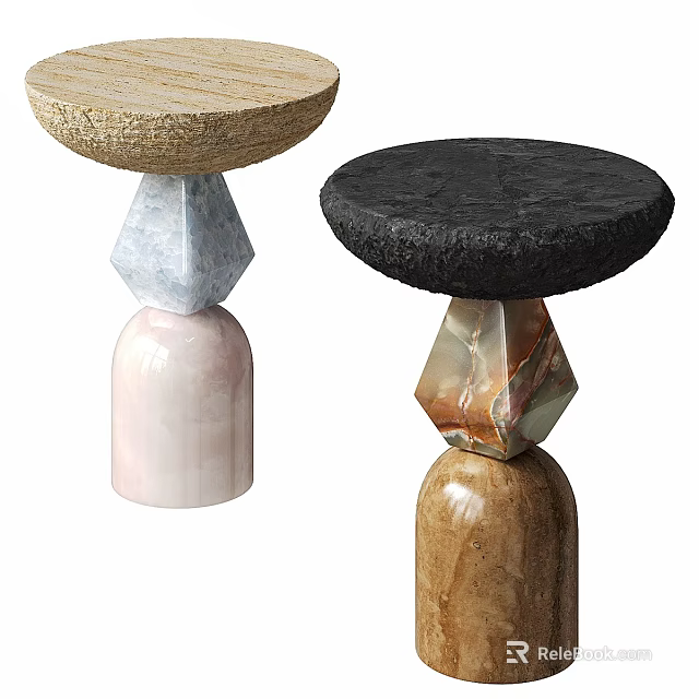 Unique Dining Tables With Geometric Bases And Round Tabletops In Various Materials 3d model