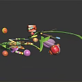 Colorful Scene Components Featuring Butterfly Flowers Leaves Stars And Mushroom Decor