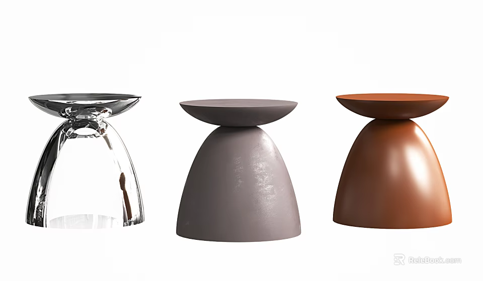 Modern Minimalist Side Tables With Round Top Transparent Gray And Brown Designs 3d model 