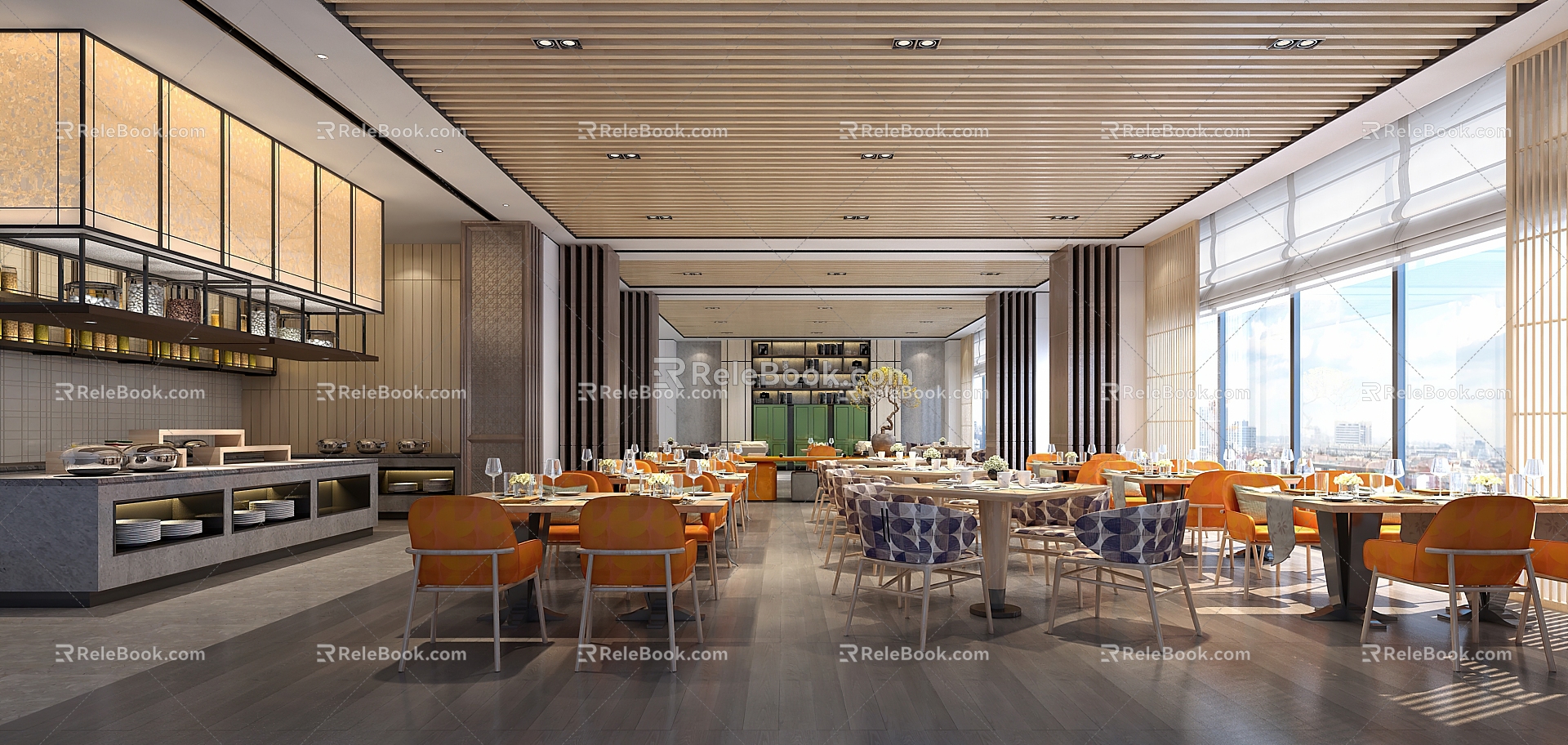 New Chinese All-Day Restaurant Hotel All-Day Restaurant Buffet Restaurant 3d model