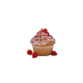 Sweet Homemade Delicious Cupcake With Pink Frosting Fresh Strawberries And Red Sprinkles