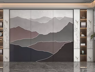 New Chinese background wall 3d model