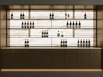 Elegant Modern Wine Cabinet Interior With Glass Shelves And Multiple Wine Bottles Storage 3d model
