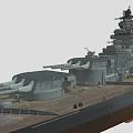 Detailed Military Warship 3D Model With Turrets Mast And Deck Structures