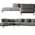 Modern Gray Fabric Sectional Sofa Set With Plush Cushions And Ottomans