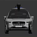 White Autonomous Car With Roof Sensor And Modern Design Features