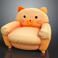 Cute Orange Cat Shaped Single Sofa With Ears And Whisker Details For Kids Room Decor
