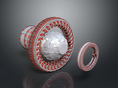 Futuristic Space Exploration Structure With Circular Ring And Spherical Module Mechanical Components 3d model