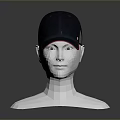Modern Black Cap With Red Trim On Mannequin Head Gray Background 3d model