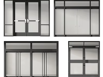 Modern Glass Panel Doors With Metal Frames And Various Designs 3d model