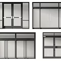 Modern Glass Panel Doors With Metal Frames And Various Designs 3d model