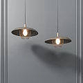 Modern Minimalist Pendant Lights With Wooden Shade And Metal Wire Frame Against Gray Wall