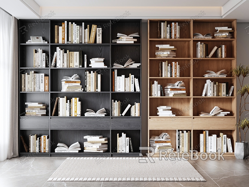 Modern Bookcase Decorative Cabinet Book Ornaments model