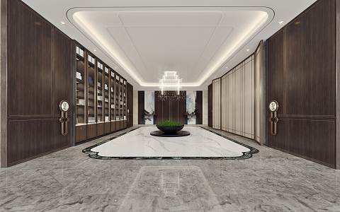 New Chinese Lobby Hall 3d model