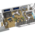 Modern Public Office Space Featuring Open Layout Multi Person Workstations And Glass Partitions