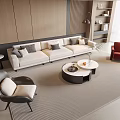 Sofa Coffee Table Combination Leisure Chair Single Sofa Floor Lamp Ornaments Combination 3d model
