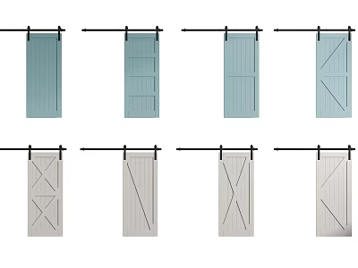 Barn Doors In Various Designs And Blue Gray Colors For Home Decor 3d model