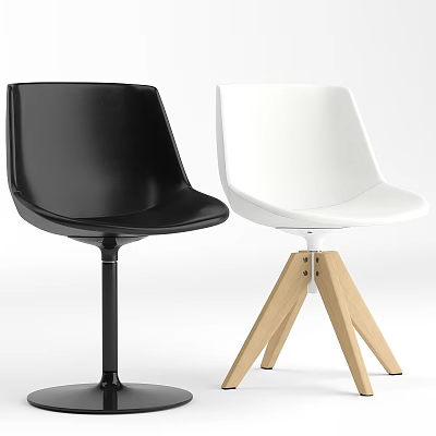 Stylish Black And White Stools With Black Base And Wooden Tripod Legs 3d model