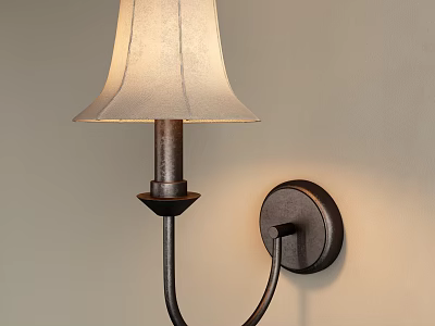 Modern Wall Lamp With Fabric Shade And Curved Metal Body For Warm Illumination 3d model