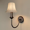 Modern Wall Lamp With Fabric Shade And Curved Metal Body For Warm Illumination