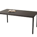 Dark Colored Wooden Dining Table With Open Book And Simple Design 3d model