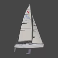 Eclipse Catamaran Sailboat With White Hull Black Sails YF 74005 Pontoons 3d model