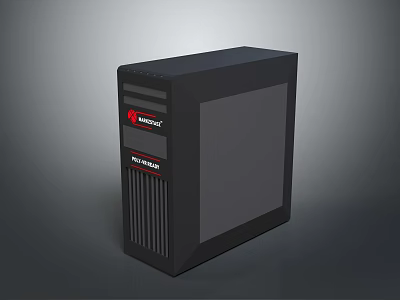 Megatronics Power Tech Black Desktop Computer Case With Modern Front Panel Ventilation Design 3d model