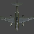 Olive Green Vintage WWII Military Jet Fighter With Single Seat And Iron Cross Insignia