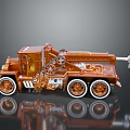 Vintage Copper Truck Model Featuring Crane Arm And Mechanical Details On Wheels