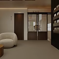 Modern Beauty and Hair Salon Interior With Open Layout Wooden Decor Lighting and Display Shelves