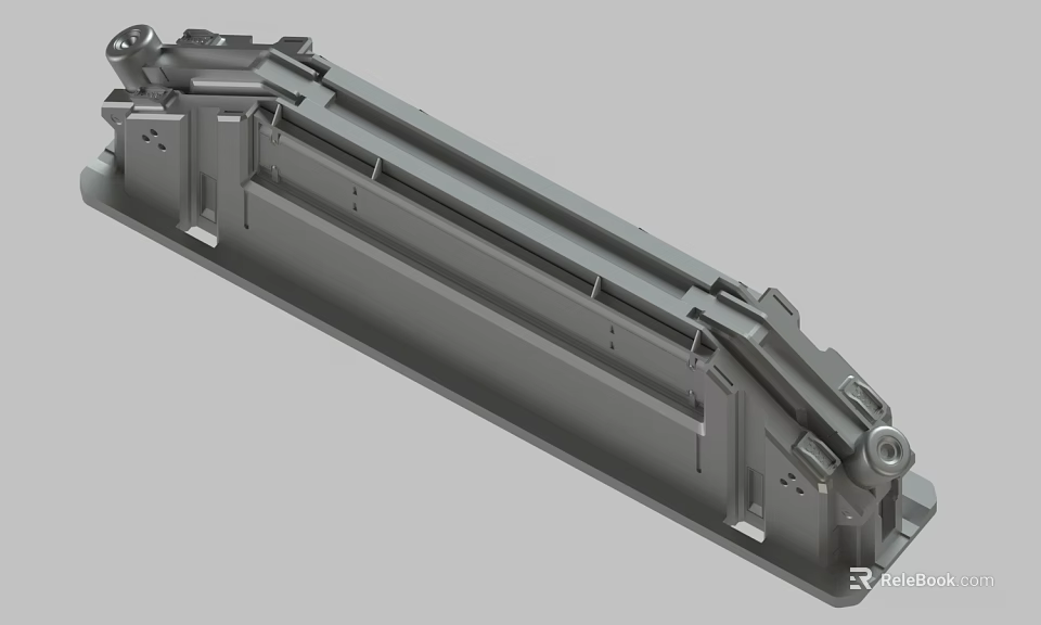 Gray Metal Mechanical Part Industrial Component With Holes And Frames 3d model 