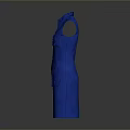 Stylish Blue Sleeveless Collared Dress With Multiple Front Pockets And Neat Design