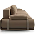 Brown Three Seater Sofa With Modern Design Armrests And Soft Cushions 3d model