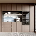 Stylish Entryway Cabinet And Side Cabinet Featuring Wooden Storage Design And Decorative Shelves By Window