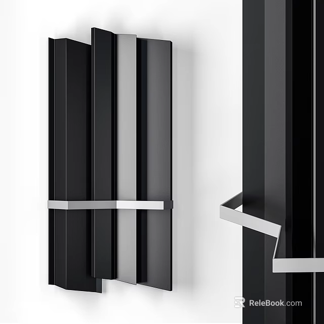 Modern Black Silver Vertical Geometric Decorative Structures With Metallic Accents 3d model 