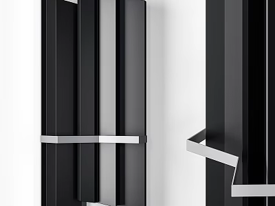 Modern Black Silver Vertical Geometric Decorative Structures With Metallic Accents 3d model