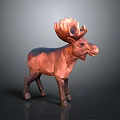 Handcrafted Natural Wood Moose Sculpture Decorative Carved Figure With Antlers