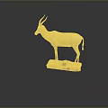 Detailed Antelope Taxidermy Display Standing on Stone Base Against Gray Background