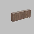 Modern Minimalist Walnut TV Stand With Cabinet Doors And Slim Legs Design