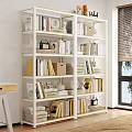 Modern White Wardrobe With Open Shelves Books Decorative Items And Desk Lamp